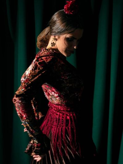 Organza Cape Suit With Sequins And Cutdana Embroidered Top