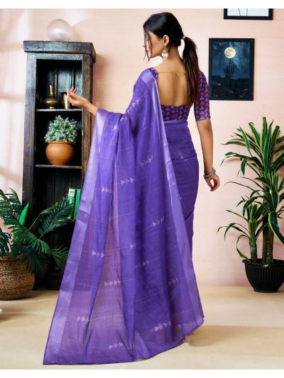 Royal Blue Embroidered Instant Saree
