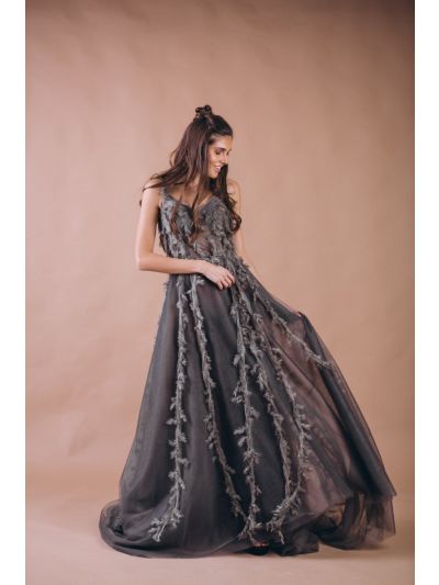 Elegant Peach Organza Gown