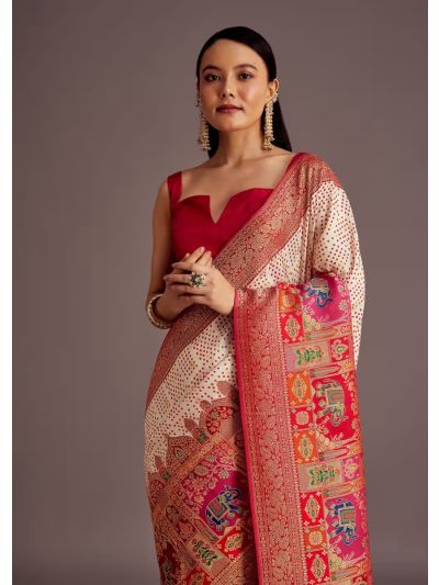 Pashmina White Saree